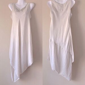 906 The Label Linen Blend Natural Asymmetrical Hem Lagenlook Dress Size S